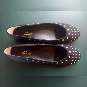 Studded Black Flats NWOT 10 Wide